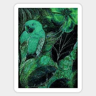 GREEN PARROT MACAW TROPICAL DECO POSTER ART PRINT EXOTIC DRAWING Sticker